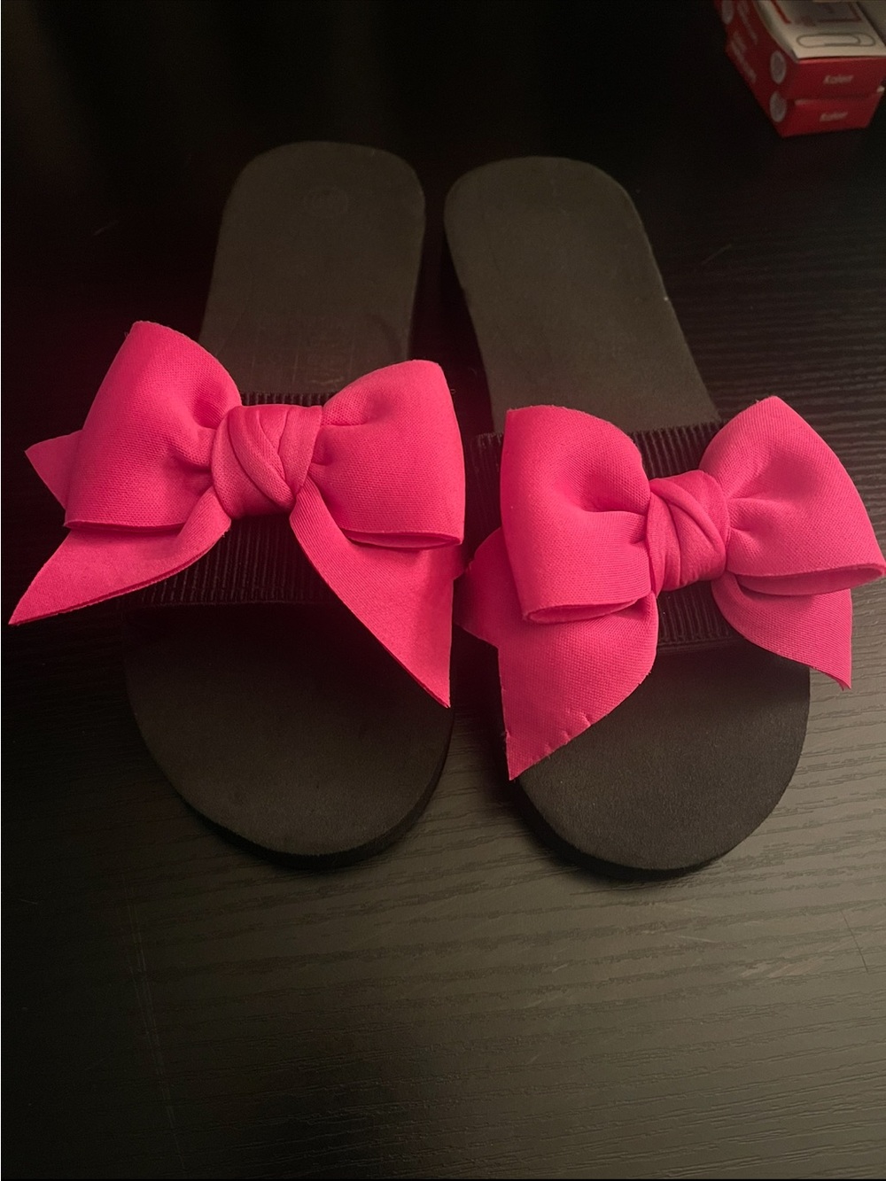 SHEIN Hot Pink Bow Slide Sandals